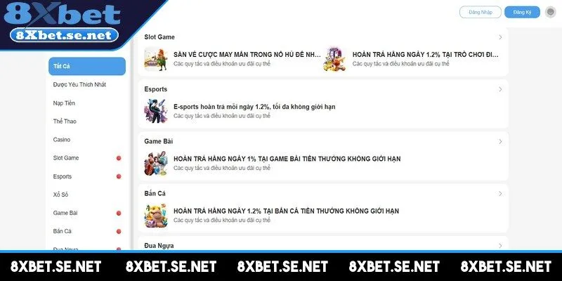 8XBET luôn mang đến loạt chương trình khuyến mãi hấp dẫn